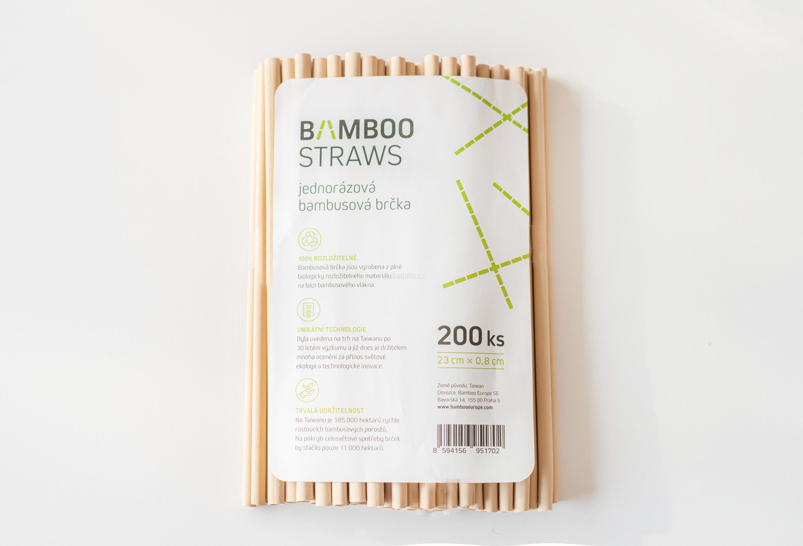 Jednorázová bambusová brčka 8mmx23cm - 1000 ks pack